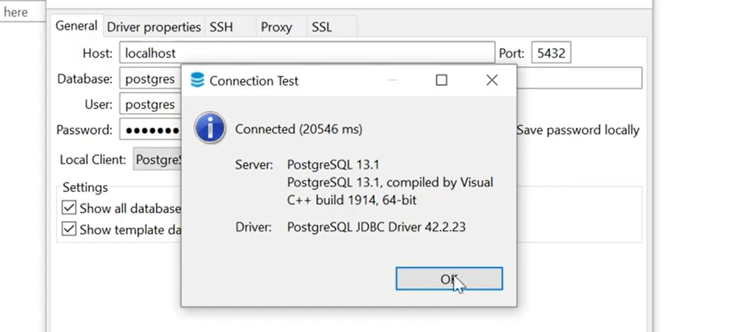 DBeaver PostgreSQL: Connected